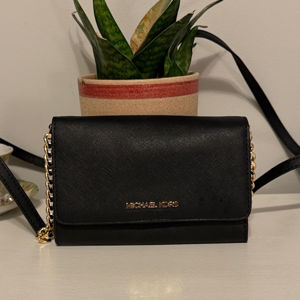Michael Kors Black and Gold Crossbody Bag